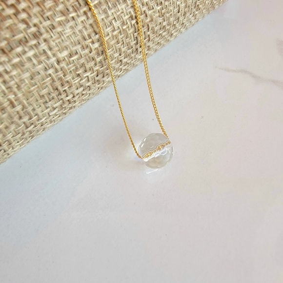 ROCK crystal quartz Necklace Minimalist Crystal Gemstone Clear - Picture 2 of 5